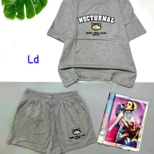 Đồ bộ quần đùi áo tay ngắn in chữ chú gấu nhỏ