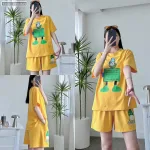 Đồ bộ quần đùi áo tay ngắn in chữ con vịt chữ