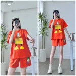 Đồ bộ quần đùi áo tay ngắn in chữ con vịt chữ
