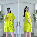 Đồ bộ quần đùi áo tay ngắn in chữ con vịt chữ