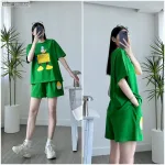 Đồ bộ quần đùi áo tay ngắn in chữ con vịt chữ