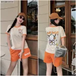 Đồ bộ quần đùi áo tay ngắn in chữ Dance gấu hình gấu nghe nhạc
