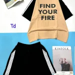 Đồ bộ quần đùi áo tay ngắn in chữ find your fire