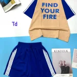 Đồ bộ quần đùi áo tay ngắn in chữ find your fire