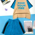 Đồ bộ quần đùi áo tay ngắn in chữ find your fire