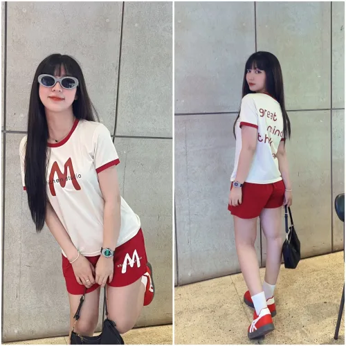 Đồ bộ quần đùi áo tay ngắn in chữ M