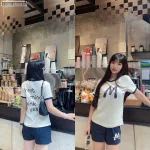 Đồ bộ quần đùi áo tay ngắn in chữ M