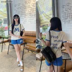 Đồ bộ quần đùi áo tay ngắn in chữ M