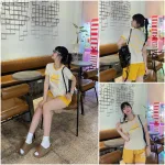 Đồ bộ quần đùi áo tay ngắn in chữ M
