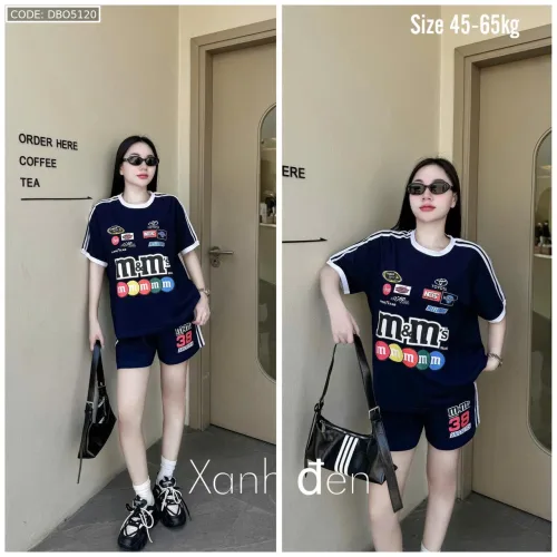 Đồ bộ quần  đùi áo tay ngắn in chữ m m