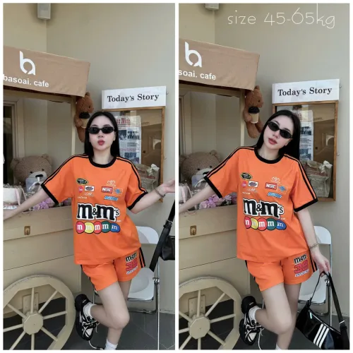Đồ bộ quần  đùi áo tay ngắn in chữ m m