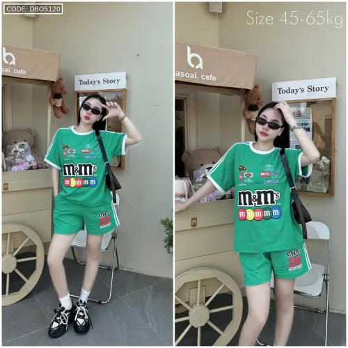 Đồ bộ quần  đùi áo tay ngắn in chữ m m