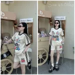Đồ bộ quần  đùi áo tay ngắn in chữ m m