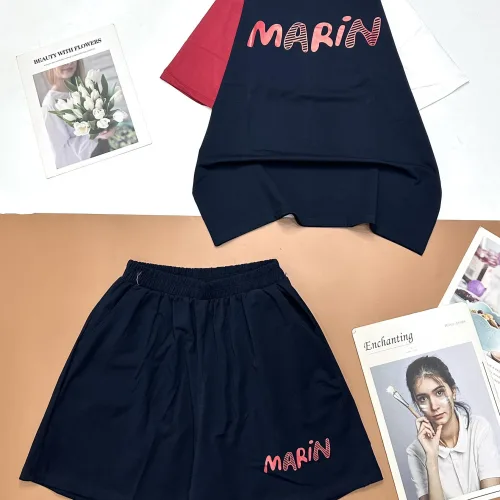Đồ bộ quần đùi áo tay ngắn in chữ MARIN