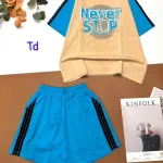 Đồ bộ quần đùi áo tay ngắn in chữ NEVER STOP