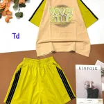 Đồ bộ quần đùi áo tay ngắn in chữ NEVER STOP