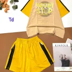 Đồ bộ quần đùi áo tay ngắn in chữ NEVER STOP