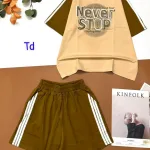 Đồ bộ quần đùi áo tay ngắn in chữ NEVER STOP