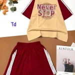 Đồ bộ quần đùi áo tay ngắn in chữ NEVER STOP