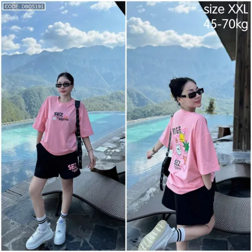 Đồ bộ quần đùi  áo tay ngắn in chữ sez...