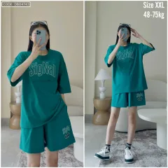 Đồ bộ quần đùi áo tay ngắn in chữ Singal