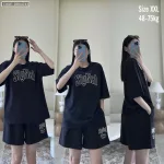 Đồ bộ quần đùi áo tay ngắn in chữ Singal