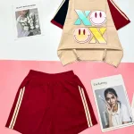 Đồ bộ quần đùi áo tay ngắn in chữ X mặt cười