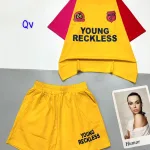 Đồ bộ quần đùi áo tay ngắn in chữ Young Reckless