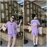Đồ bộ quần đùi áo tay ngắn in có line thể thao