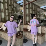 Đồ bộ quần đùi áo tay ngắn in có line thể thao