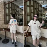 Đồ bộ quần đùi áo tay ngắn in có line thể thao