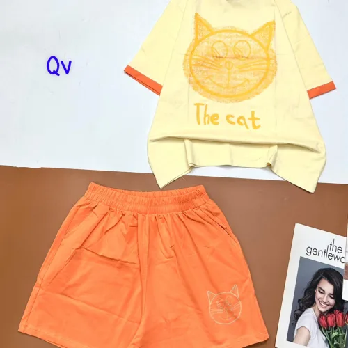 Đồ bộ quần đùi áo tay ngắn in gấu quần cùng màu viền áo