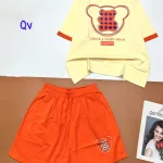 Đồ bộ quần đùi áo tay ngắn in gấu quần cùng màu viền áo