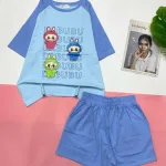 Đồ bộ quần đùi áo tay ngắn in hình 3 bé labubu