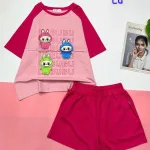 Đồ bộ quần đùi áo tay ngắn in hình 3 bé labubu