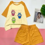 Đồ bộ quần đùi áo tay ngắn in hình 3 bé labubu
