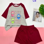 Đồ bộ quần đùi áo tay ngắn in hình 3 bé labubu