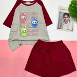 Đồ bộ quần đùi áo tay ngắn in hình 3 bé labubu
