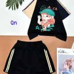 Đồ bộ quần đùi áo tay ngắn in hình bé đội nón