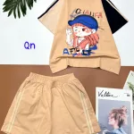 Đồ bộ quần đùi áo tay ngắn in hình bé đội nón