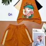 Đồ bộ quần đùi áo tay ngắn in hình bé đội nón