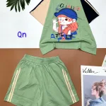 Đồ bộ quần đùi áo tay ngắn in hình bé đội nón