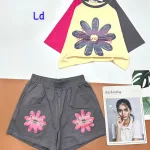 Đồ bộ quần đùi áo tay ngắn in hình bông hoa lớn