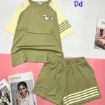 Đồ bộ quần đùi áo tay ngắn in hình chó quần 3 sọc