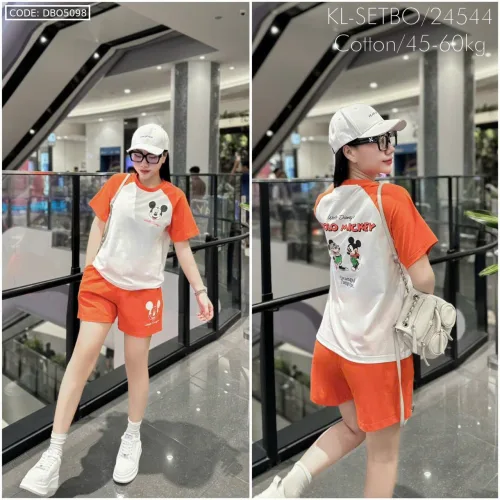 Đồ bộ quần đùi áo tay ngắn in hình chuột mickey
