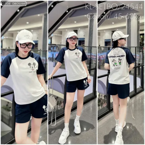 Đồ bộ quần đùi áo tay ngắn in hình chuột mickey