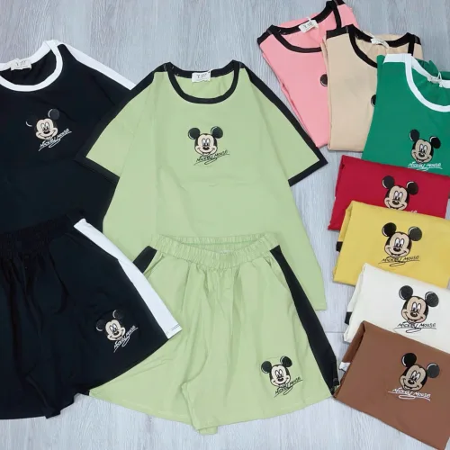 Đồ bộ quần đùi áo tay ngắn in hình chươt Mickey nhỏ