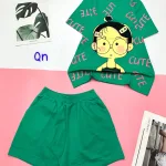 Đồ bộ quần đùi áo tay ngắn in hình cô bé chữ cute