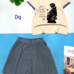 Đồ bộ quần đùi áo tay ngắn in hình cô gái tóc dài