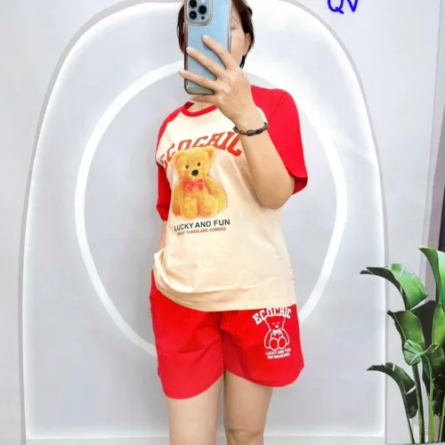 Đồ bộ quần đùi  áo tay ngắn in hình gấu